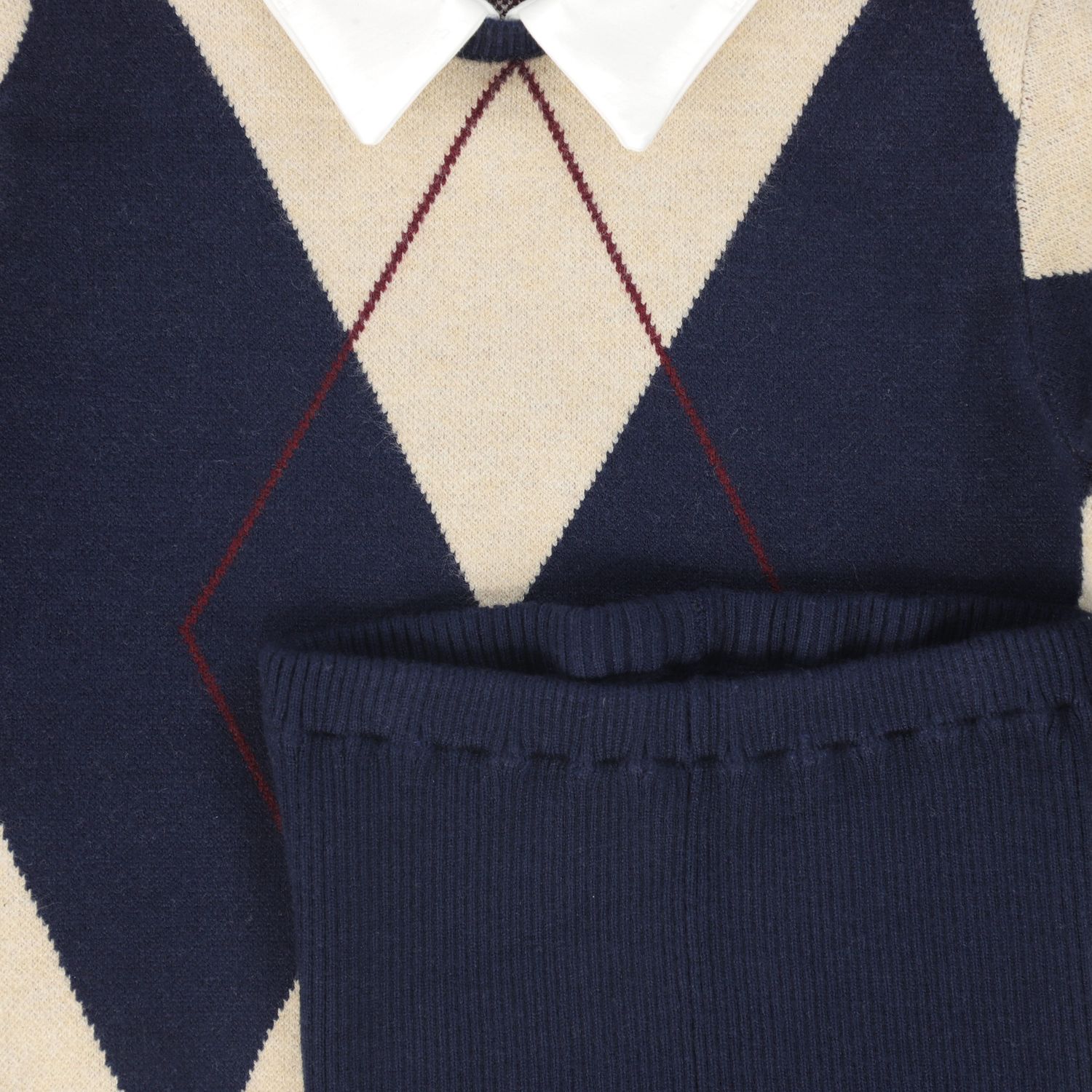 BACE NAVY COLLARED ARGYLE SWEATER SET AW26 29884