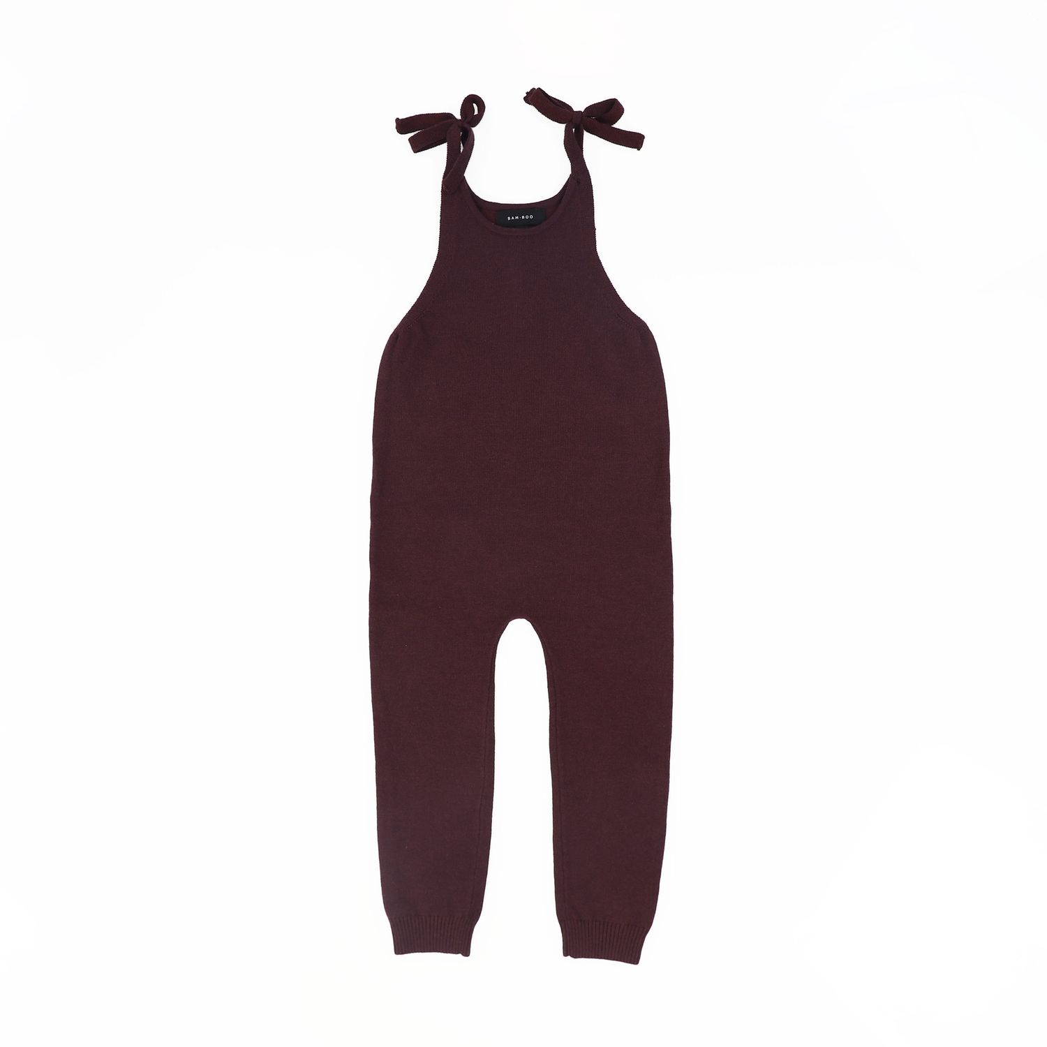 BAMBOO BURGUNDY SHOULDER BOW KNIT ROMPER AW26 29313