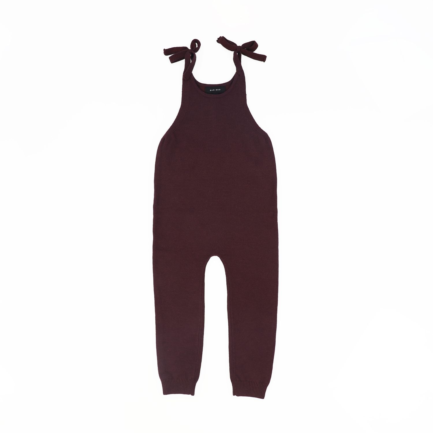 BAMBOO BURGUNDY SHOULDER BOW KNIT ROMPER AW26 29313