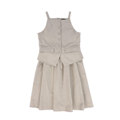 BAMBOO BEIGE WOOL WAISTCOAT DRESS AW26 28034