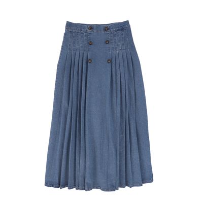 BACE LT BLUE DENIM DENIM PLEAT BUTTON MAXI SKIRT AW26 28558