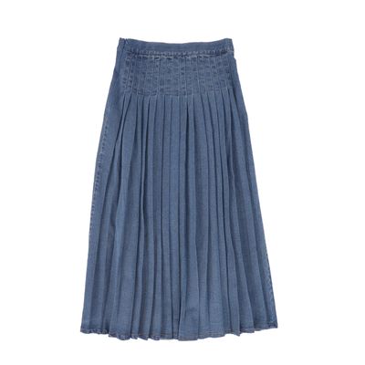 BACE LT BLUE DENIM DENIM PLEAT BUTTON MAXI SKIRT AW26 28558