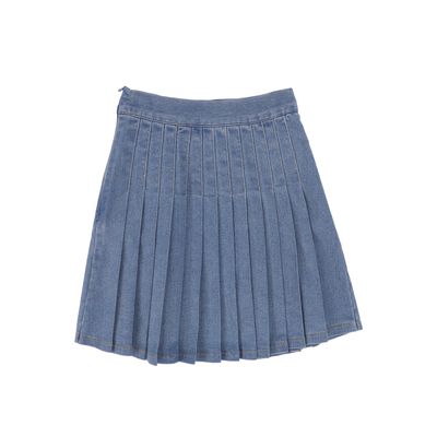 BACE LT BLUE DENIM DENIM PLEATED BUTTON SKIRT AW26 29447