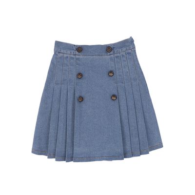 BACE LT BLUE DENIM DENIM PLEATED BUTTON SKIRT AW26 29447