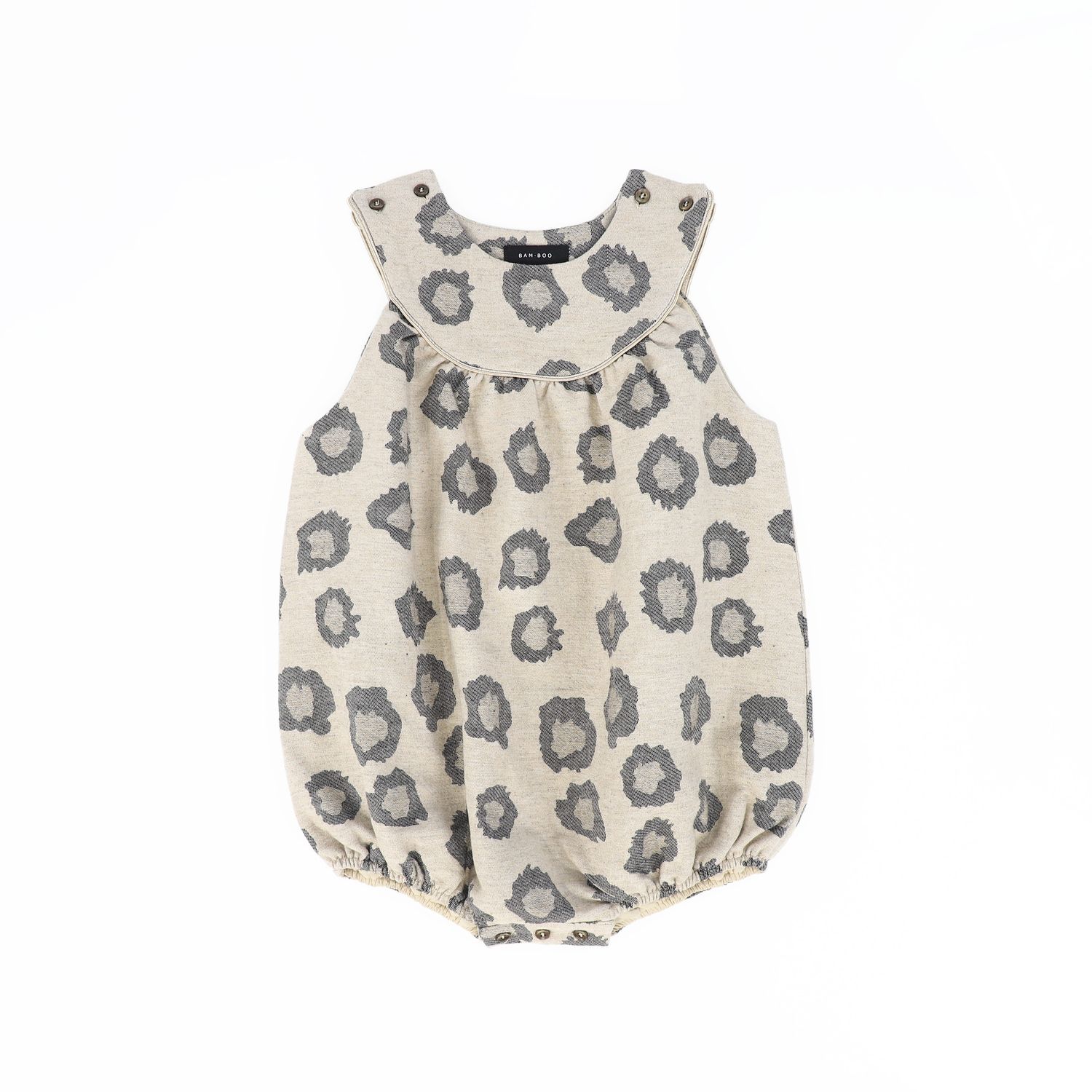BAMBOO BEIGE LEOPARD PIPED ROMPER AW26 29836