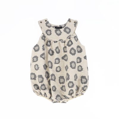 BAMBOO BEIGE LEOPARD PIPED ROMPER AW26 29836