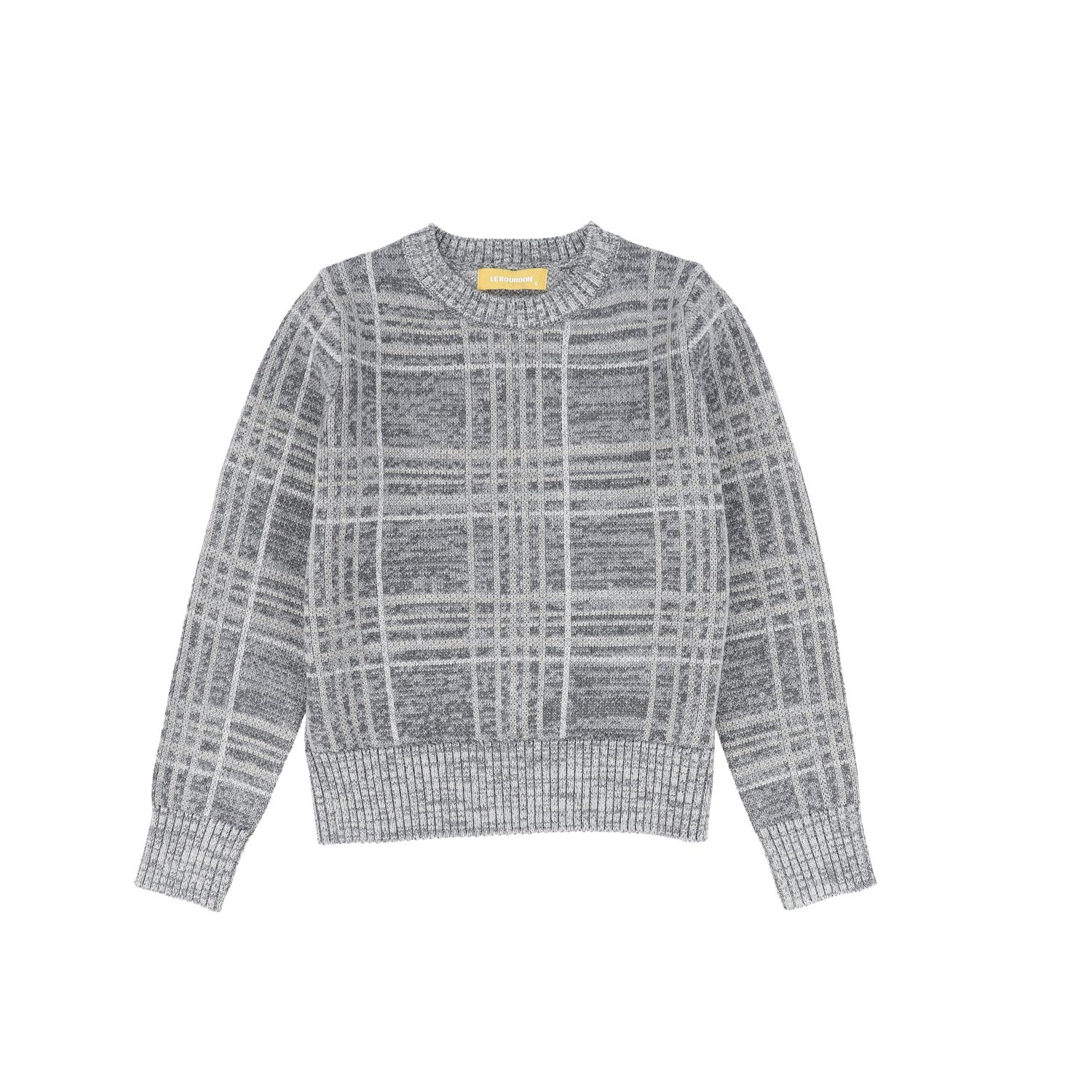 LE BOURDON GREY PLAID CREWNECK SWEATER AW26 30122