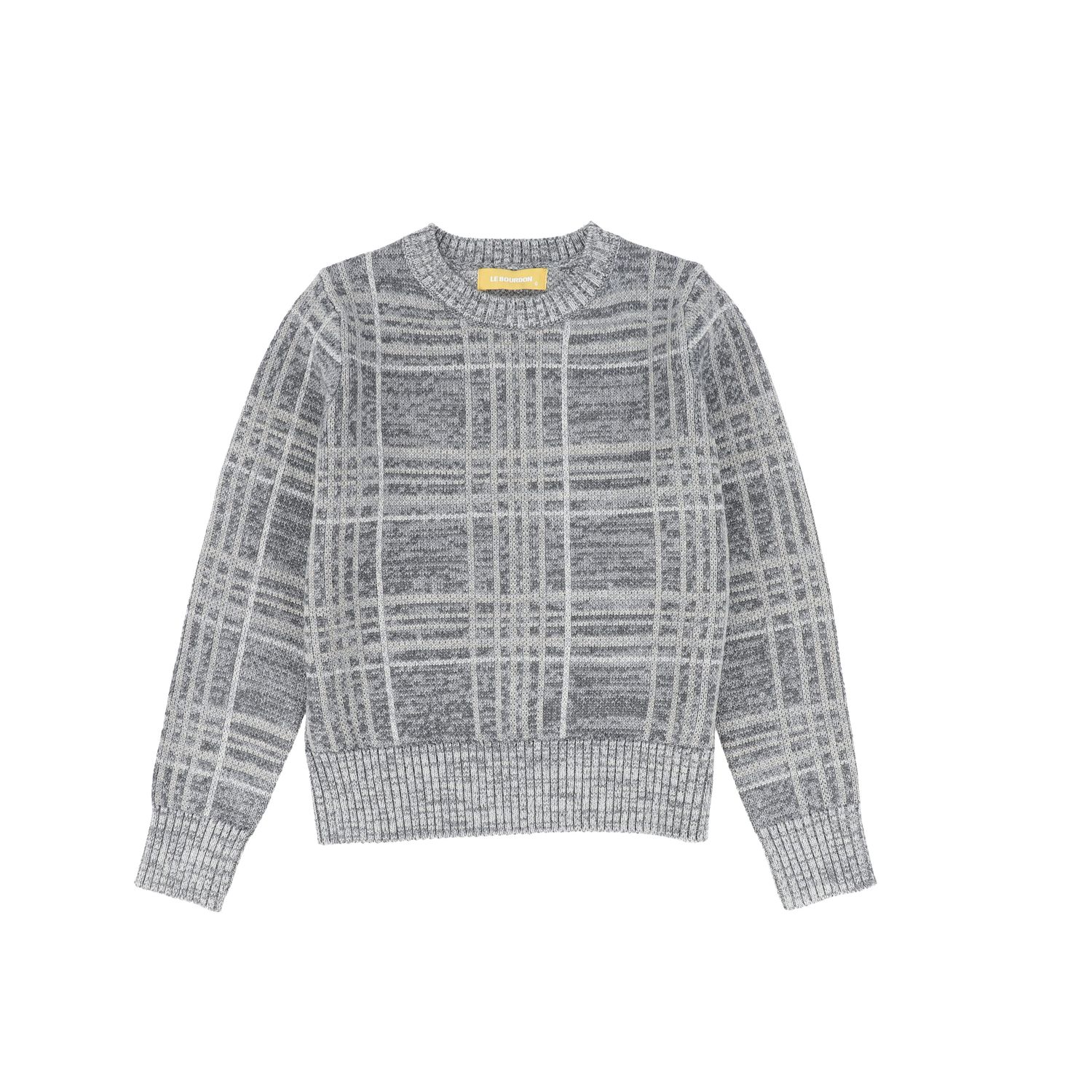 LE BOURDON GREY PLAID CREWNECK SWEATER AW26 30122