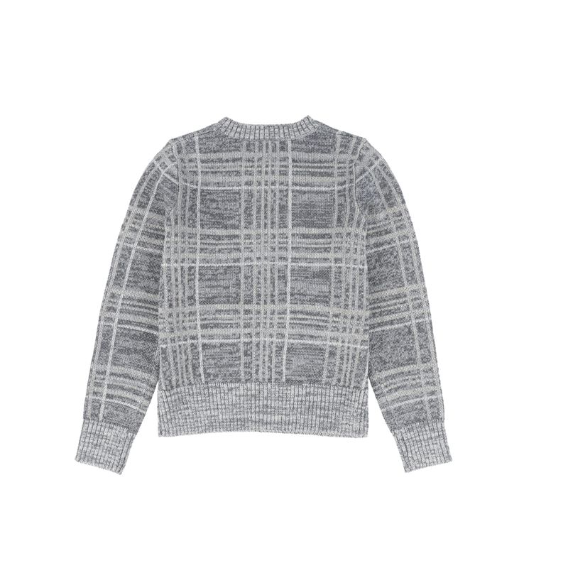 LE BOURDON GREY PLAID CREWNECK SWEATER AW26 30122