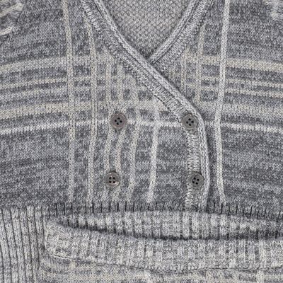LE BOURDON GREY PLAID KNIT VEST SET AW26 27495