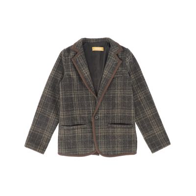 LE BOURDON GREY PLAID PRINT BLAZER AW26 27434
