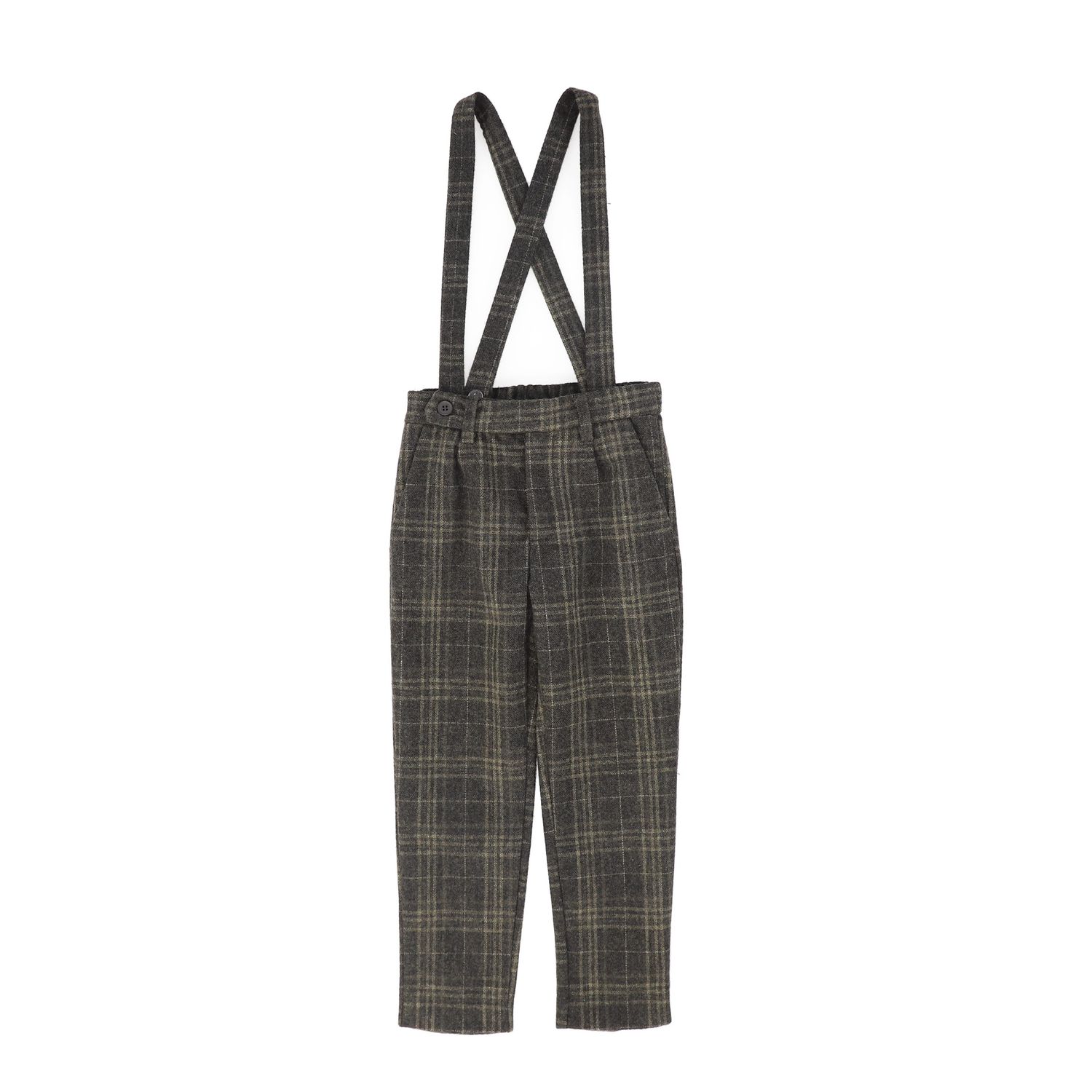 LE BOURDON OLIVE PLAID PRINT PANT AW26 27436