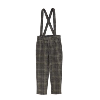 LE BOURDON OLIVE PLAID PRINT PANT AW26 27436