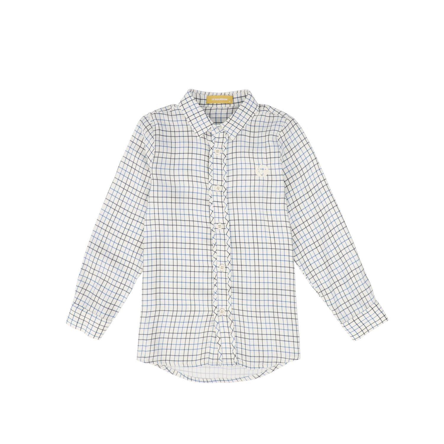 LE BOURDON WHITE/BLUE PRINTED COLLAR BLOUSE AW26 27437