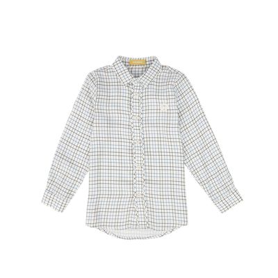 LE BOURDON WHITE/BLUE PRINTED COLLAR BLOUSE AW26 27437