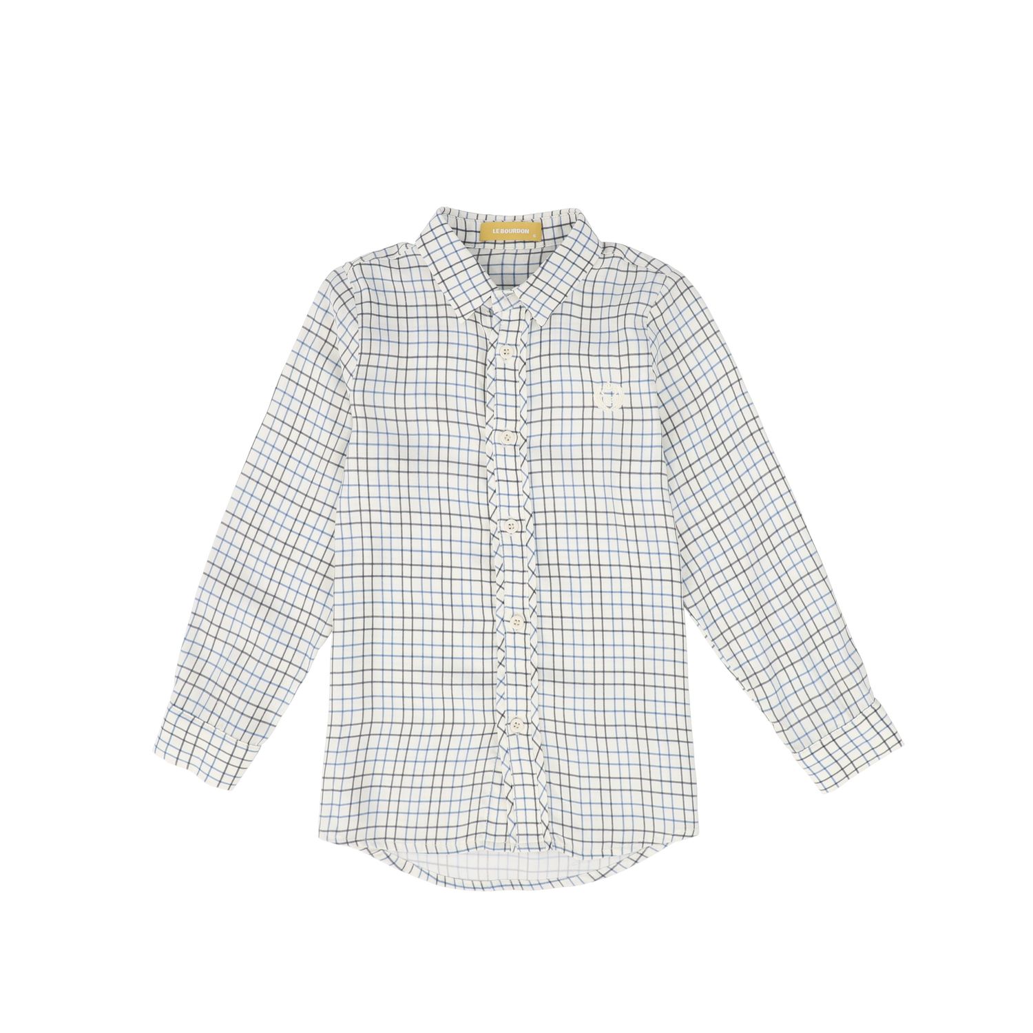 LE BOURDON WHITE/BLUE PRINTED COLLAR BLOUSE AW26 27437