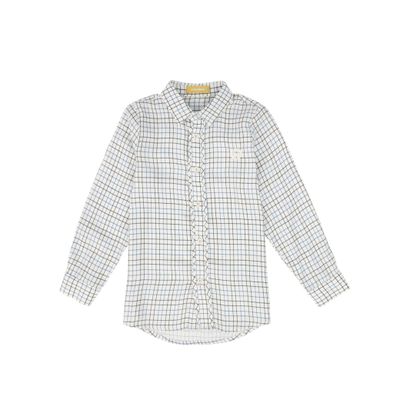 LE BOURDON WHITE/BLUE PRINTED COLLAR BLOUSE AW26 27437
