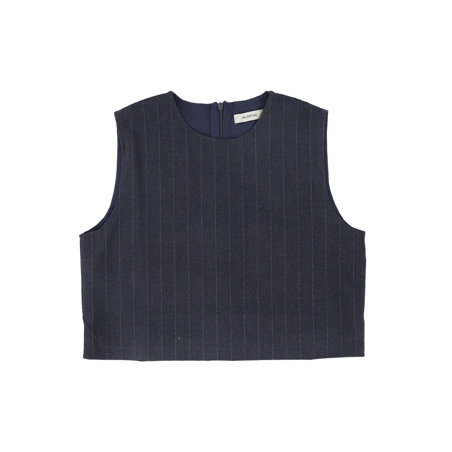 VALENTINA NAVY PINSTRIPE WOOL VEST AW26 26988