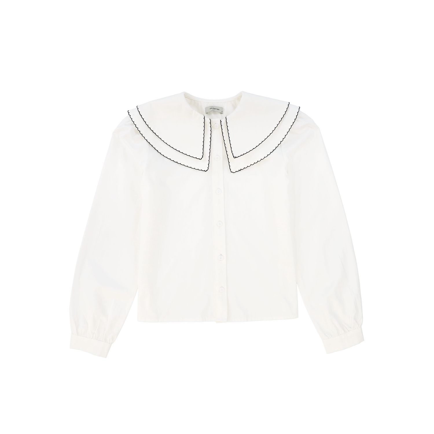 VALENTINA WHITE SCALLOP DOUBLE COLLAR BLOUSE AW26 28794