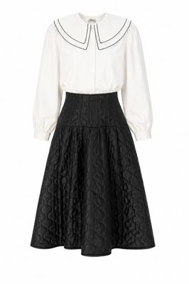 VALENTINA WHITE SCALLOP DOUBLE COLLAR BLOUSE WITH SKIRT SET AW26 28794