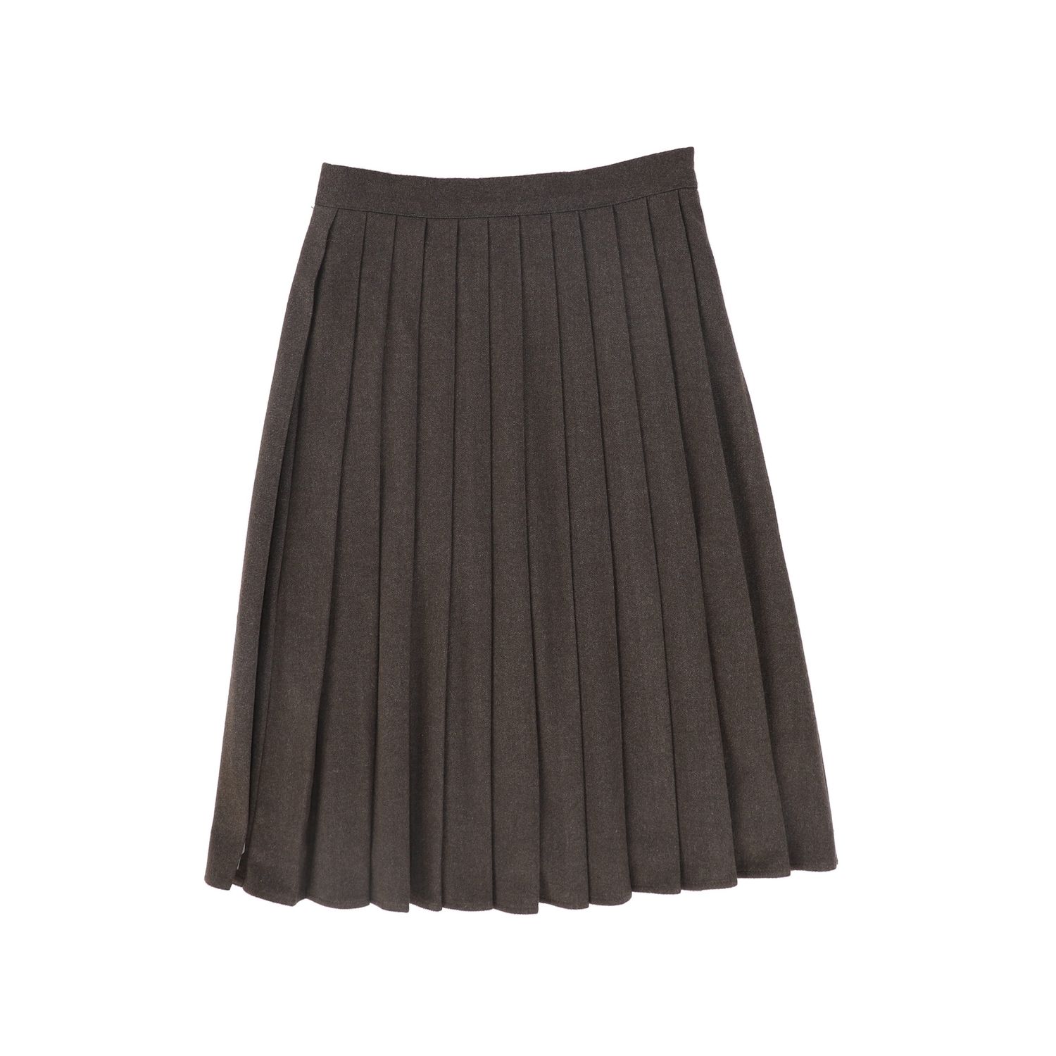 VALENTINA BROWN WOOL PLEAT WAISTED SKIRT AW26 28882