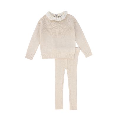BACE OATMEAL LACE COLLAR SWEATER SET AW26 29950