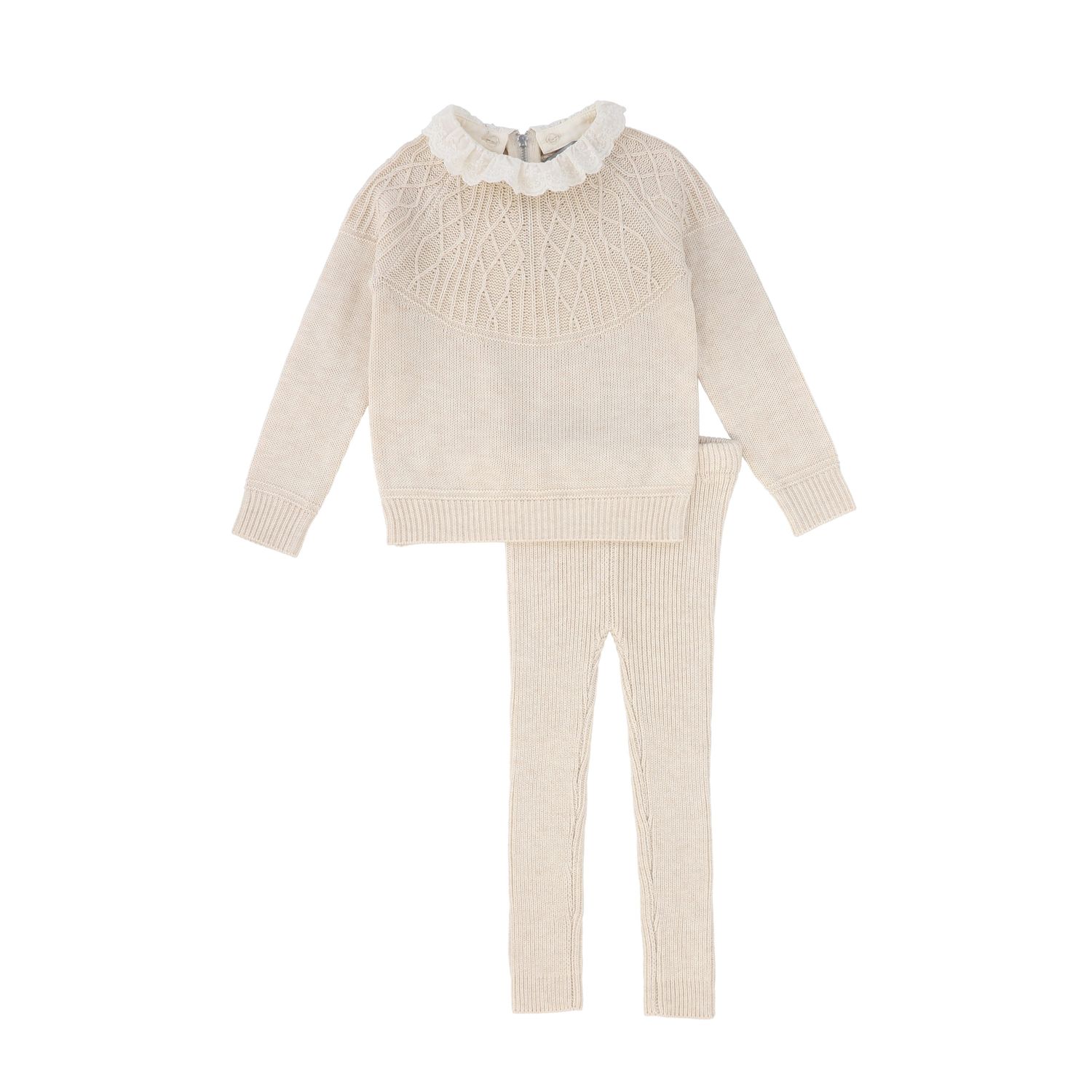 BACE OATMEAL LACE COLLAR SWEATER SET AW26 29950
