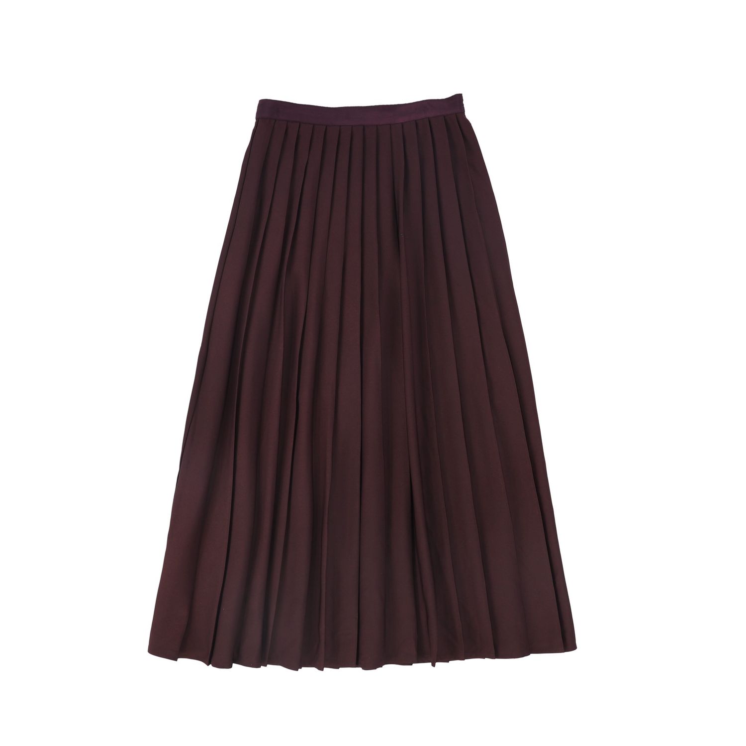 BAMBOO BURGUNDY PLEATED FLOWY MAXI SKIRT AW26 28482
