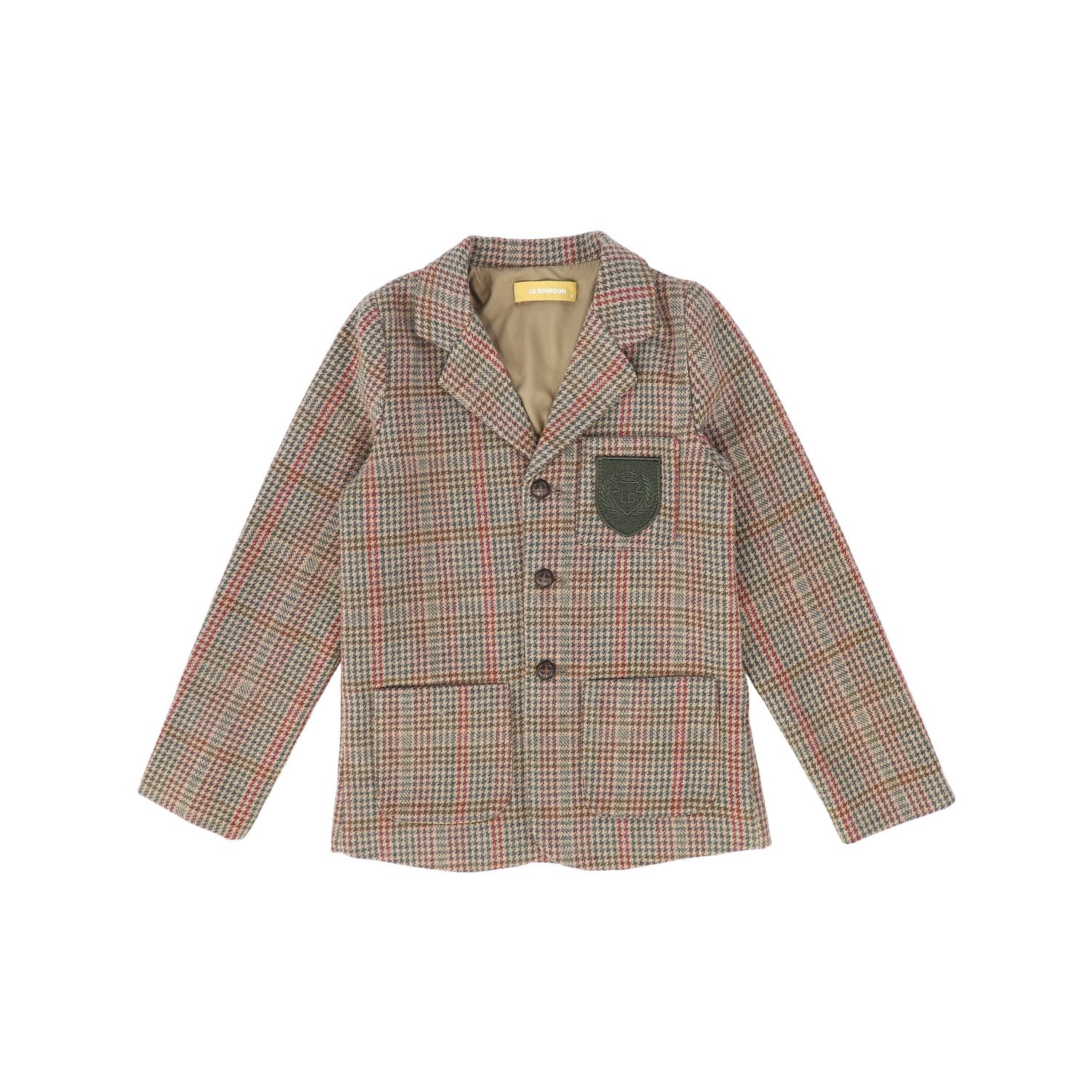 LE BOURDON OLIVE HOUNDSTOOTH WOOL BLAZER AW26 28362