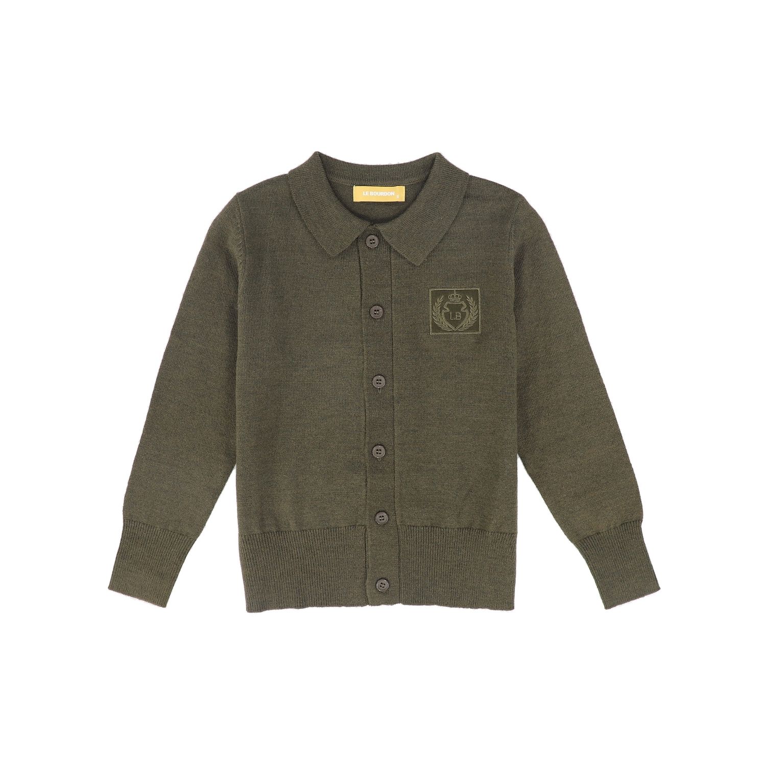 LE BOURDON OLIVE LOGO COLLARED CARDIGAN AW26 28011