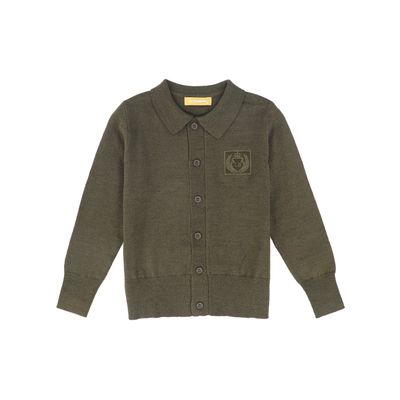 LE BOURDON OLIVE LOGO COLLARED CARDIGAN AW26 28011
