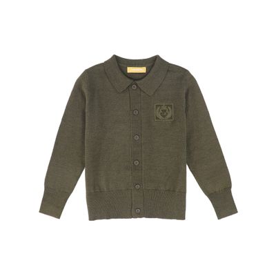 LE BOURDON OLIVE LOGO COLLARED CARDIGAN AW26 28011