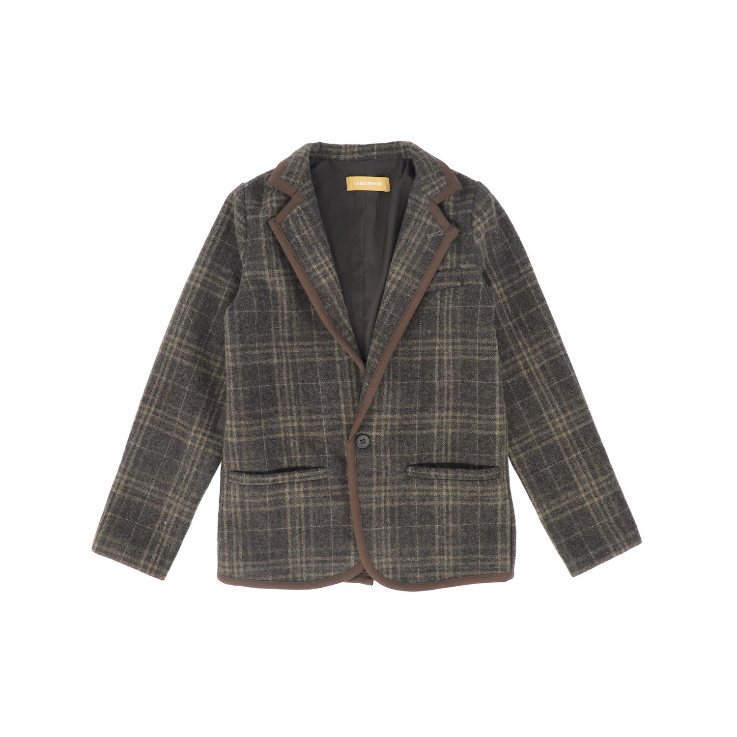 LE BOURDON OLIVE PLAID PRINT BLAZER AW26 27434