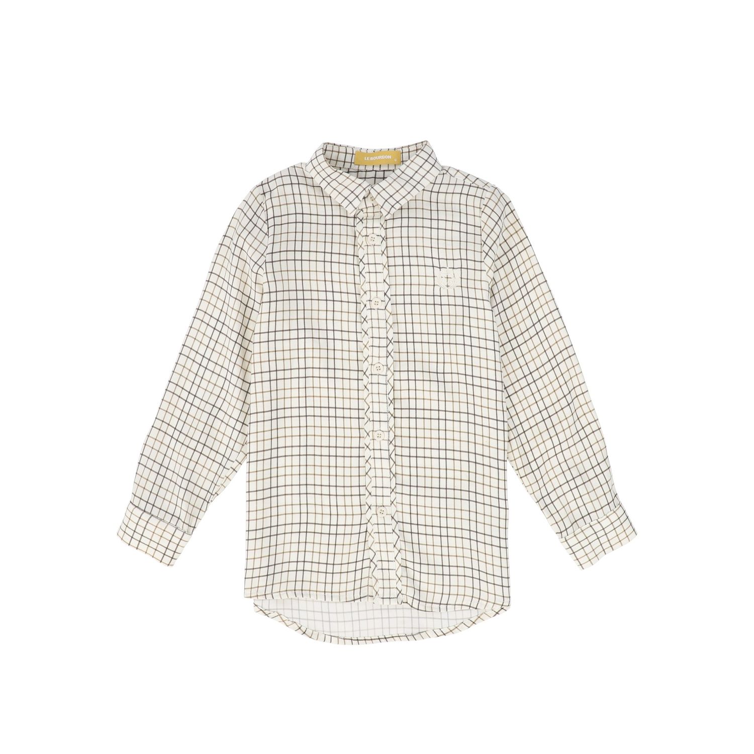 LE BOURDON WHITE/BROWN PRINTED COLLAR BLOUSE AW26 27437