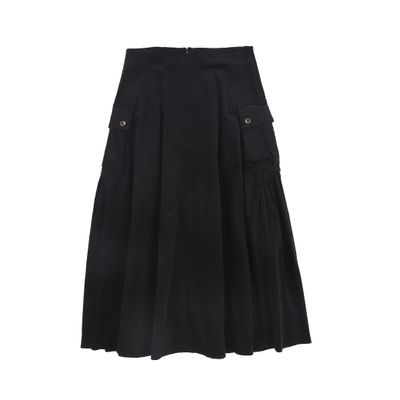 VALENTINA BLACK GATHERED DETAIL POCKET MIDI SKIRT AW26 27898