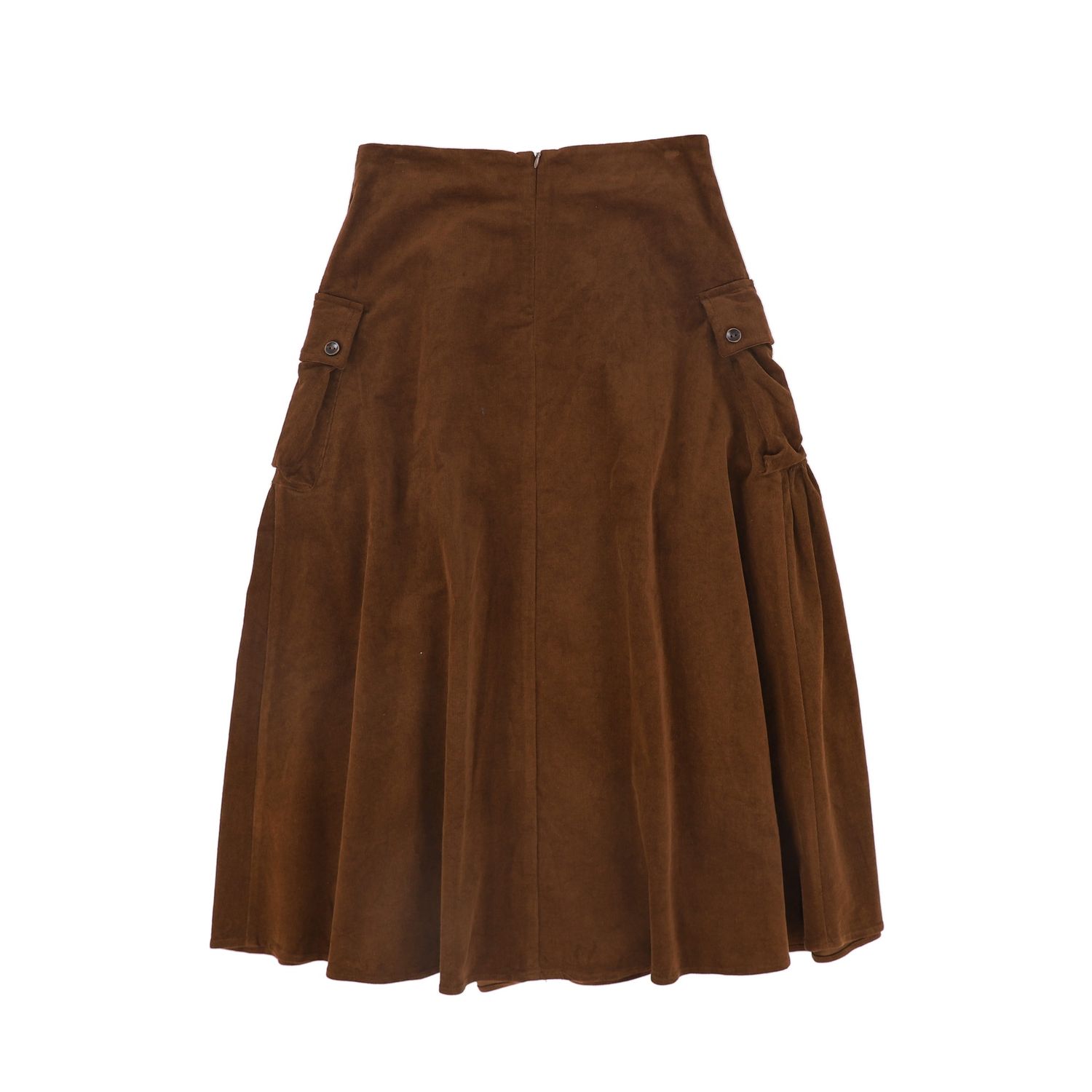 VALENTINA BROWN GATHERED DETAIL POCKET MIDI SKIRT AW26 27898