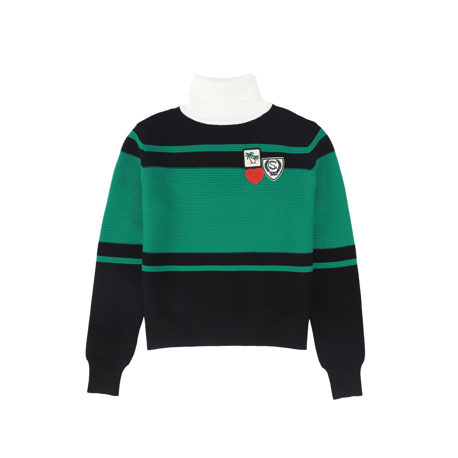 VALENTINA GREEN PATCH APPLIQUE TURTLENECK AW26 30031