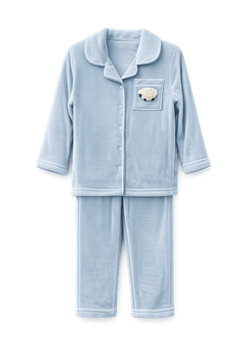 BEBE JOLEE BLUE EMBROIDERED POCKET TRIM PAJAMAS AW26 26874