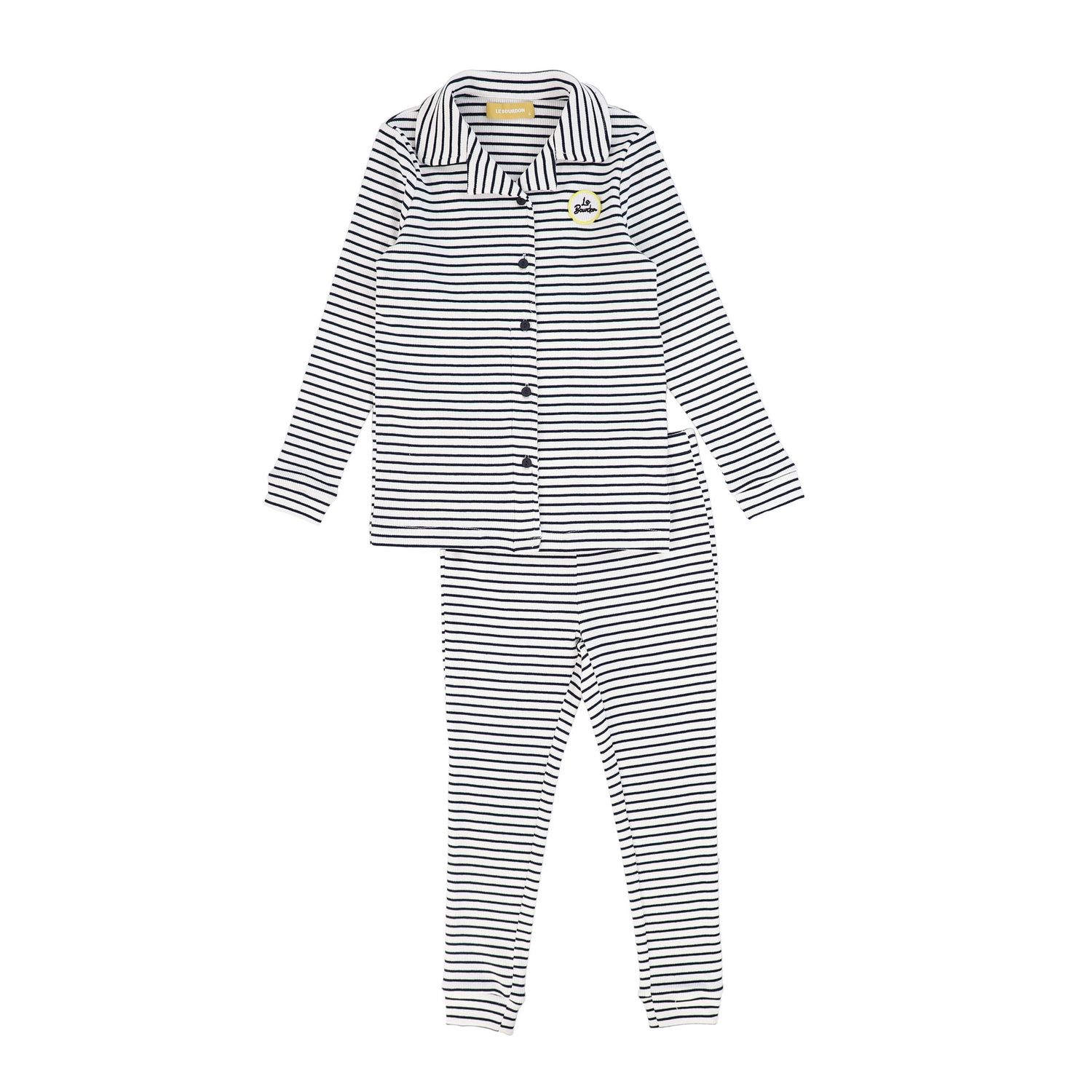 LE BOURDON NAVY/WHITE RIBBED STRIPE GRANDPA PAJAMAS AW26 28335