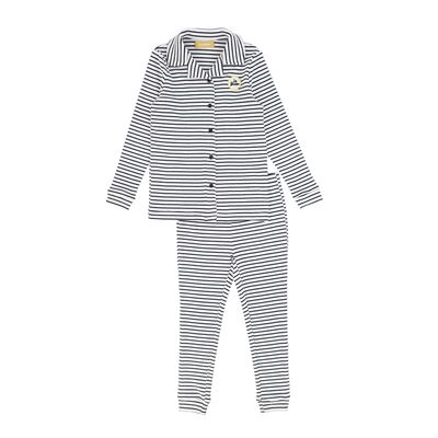 LE BOURDON NAVY/WHITE RIBBED STRIPE GRANDPA PAJAMAS AW26 28335