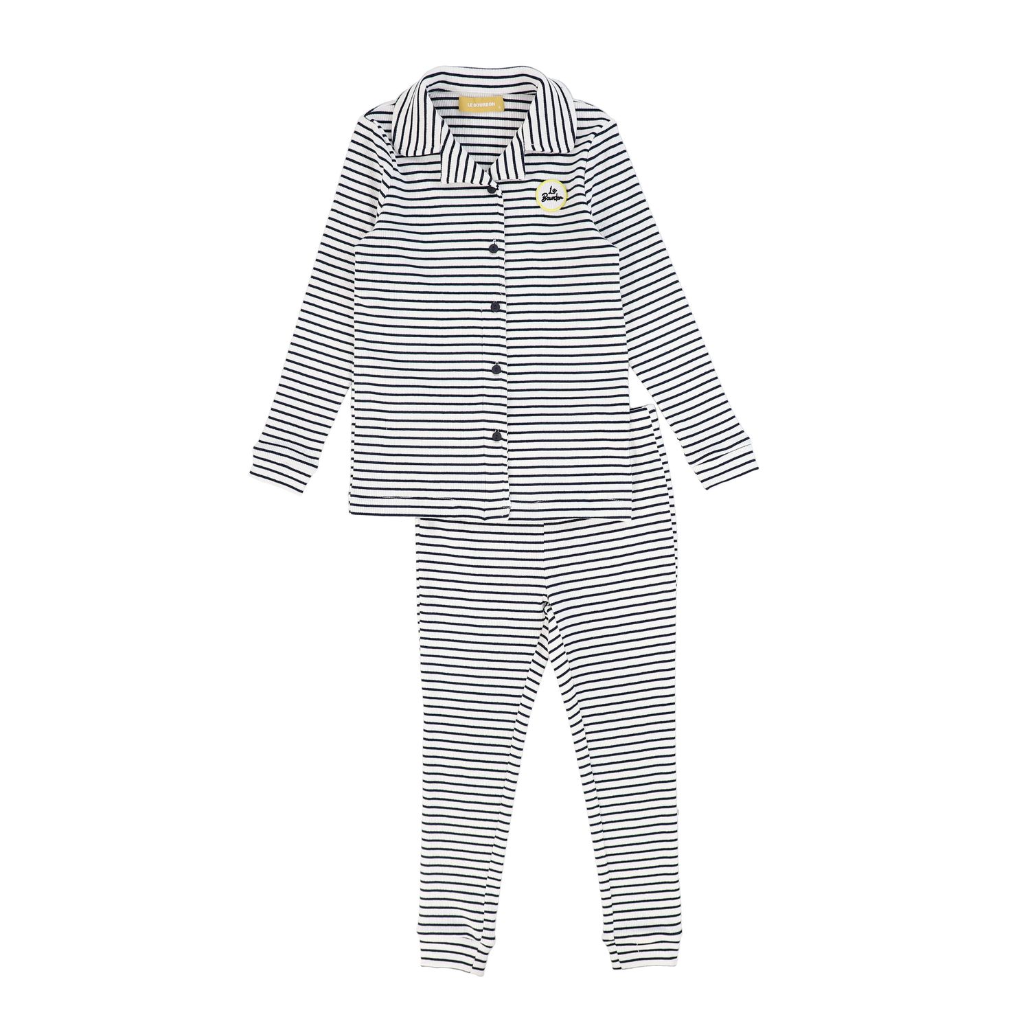 LE BOURDON NAVY/WHITE RIBBED STRIPE GRANDPA PAJAMAS AW26 28335