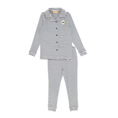 LE BOURDON NAVY/WHITE RIBBED STRIPE GRANDPA PAJAMAS AW26 28335