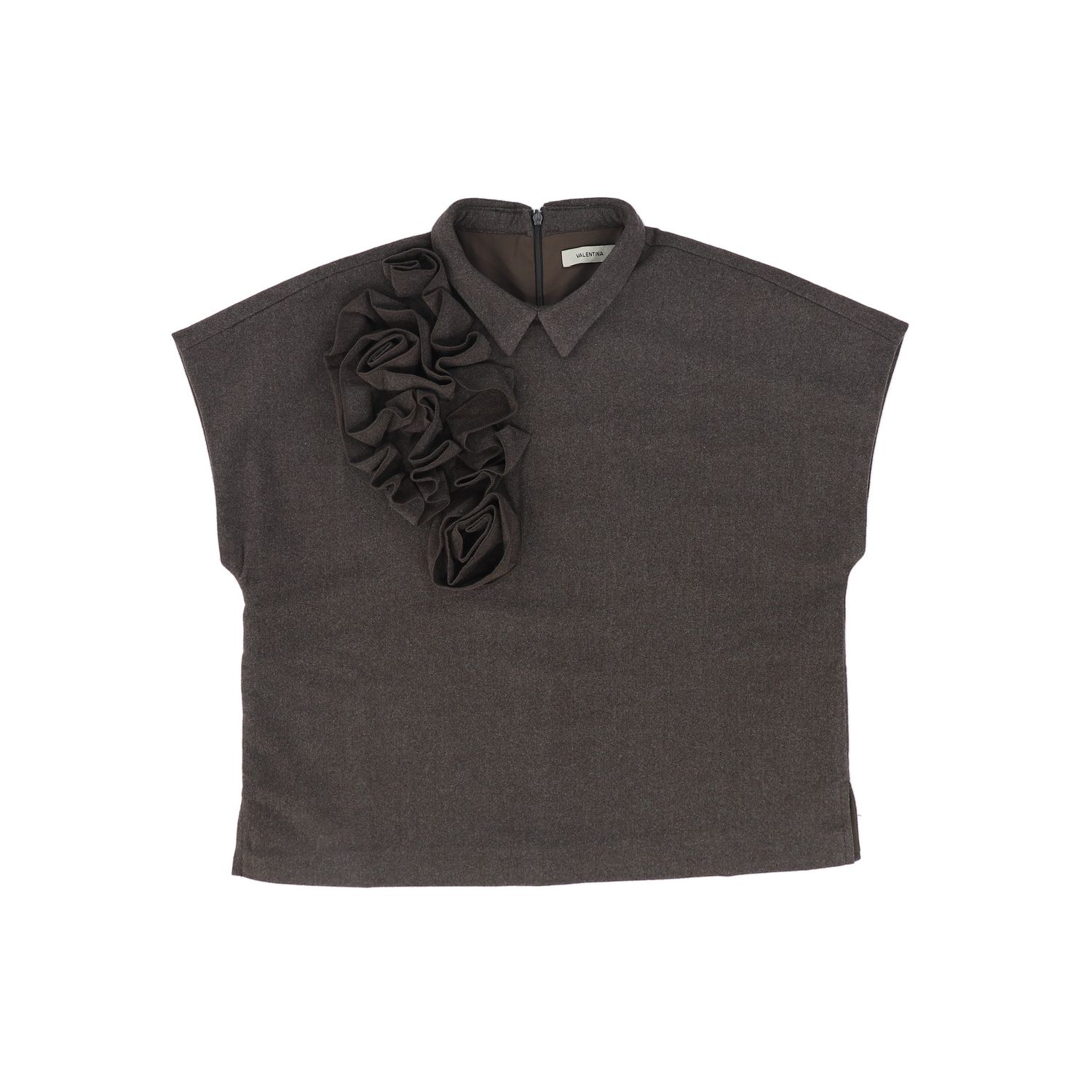 VALENTINA BROWN FLOWER DETAIL SHOULDER VEST AW26 27161