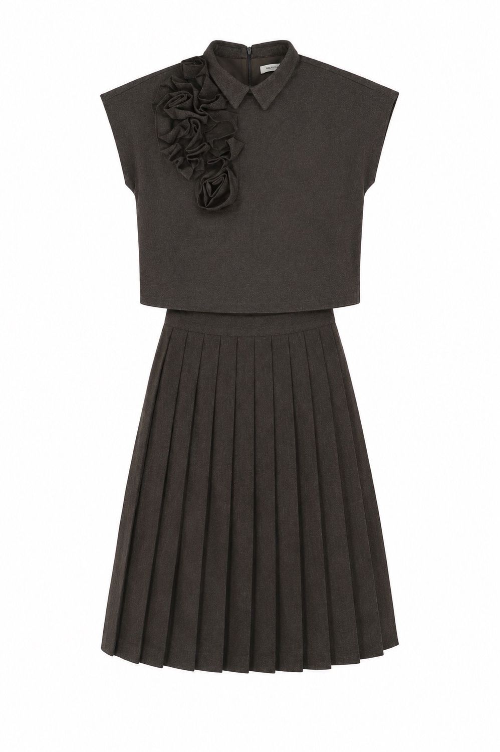 VALENTINA BROWN FLOWER DETAIL SHOULDER VEST AW26 27161