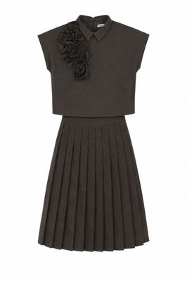 VALENTINA BROWN FLOWER DETAIL SHOULDER VEST AW26 27161