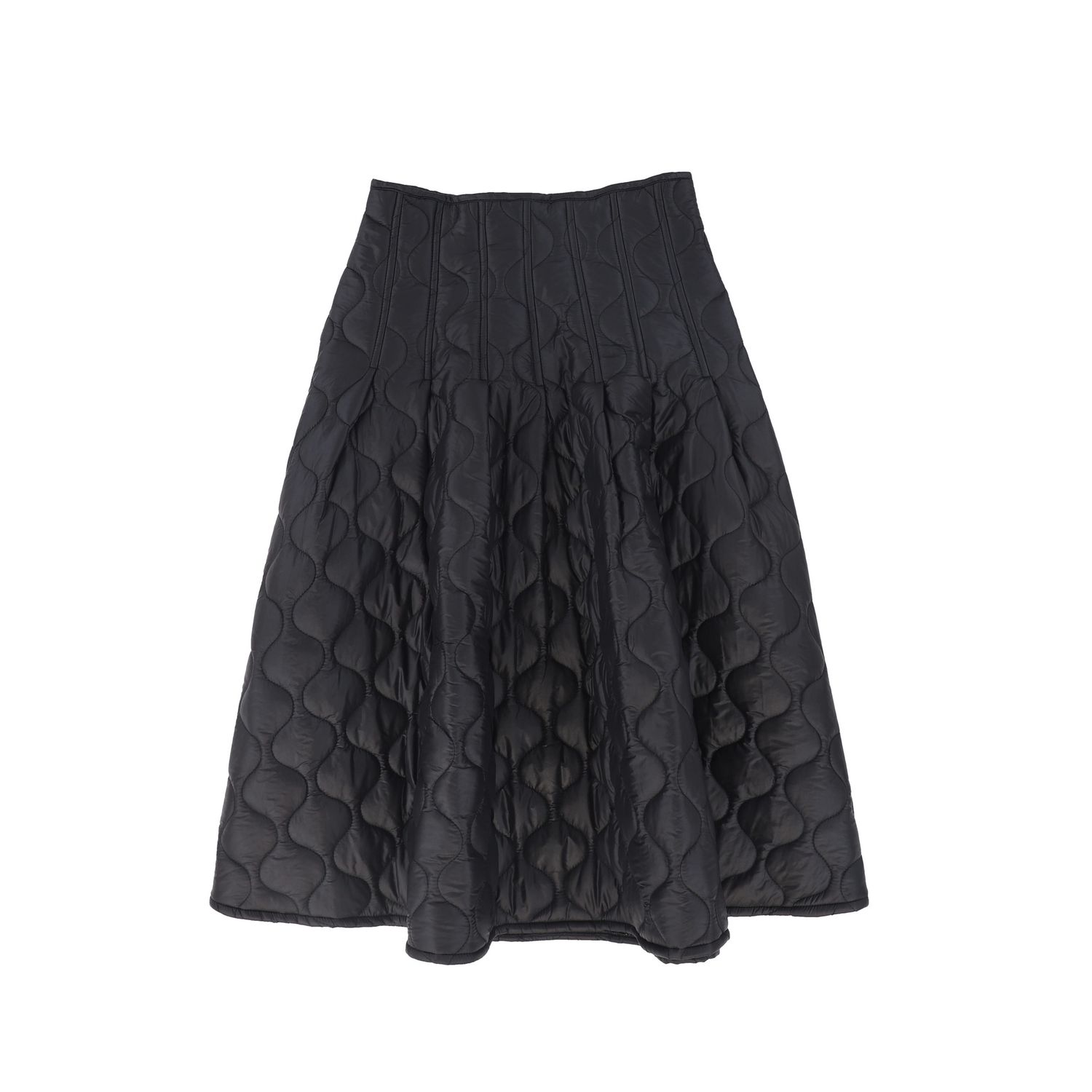 VALENTINA BLACK QUILTED MIDI SKIRT AW26 28119