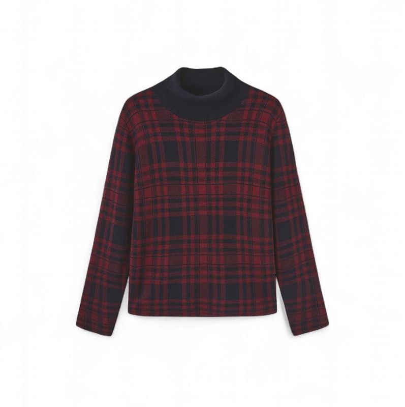 Honest Edit Marco Knit Plaid Top w-28244 FW26