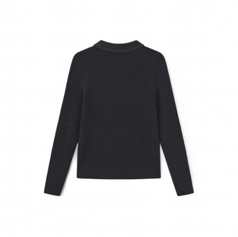 Slate Cable Knit Contrast Fabric Cardigan w-27010 FW26