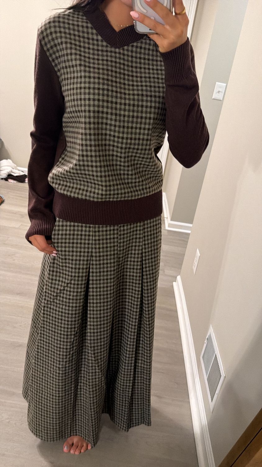 Shift Carol Plaid Knit Sweater with skirt set w-28955 FW26