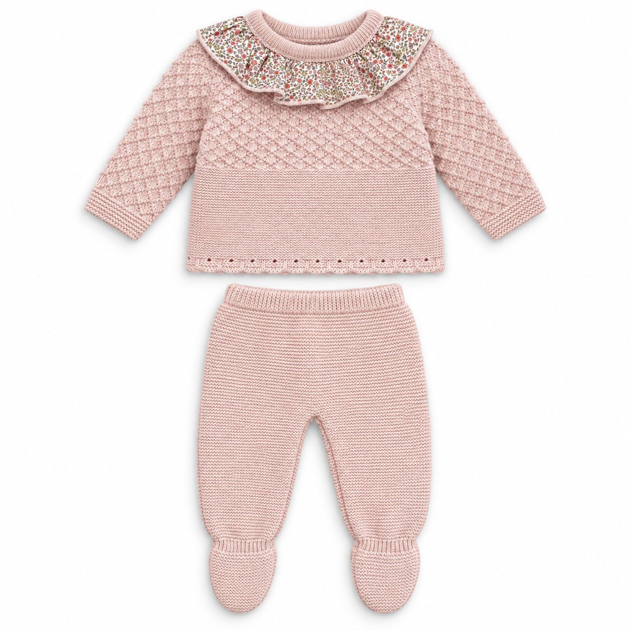 Babidu 100% Acrylic Knitted Newborn 3-Piece Set (Sweater, Bonnet, Footed Pants) AW26